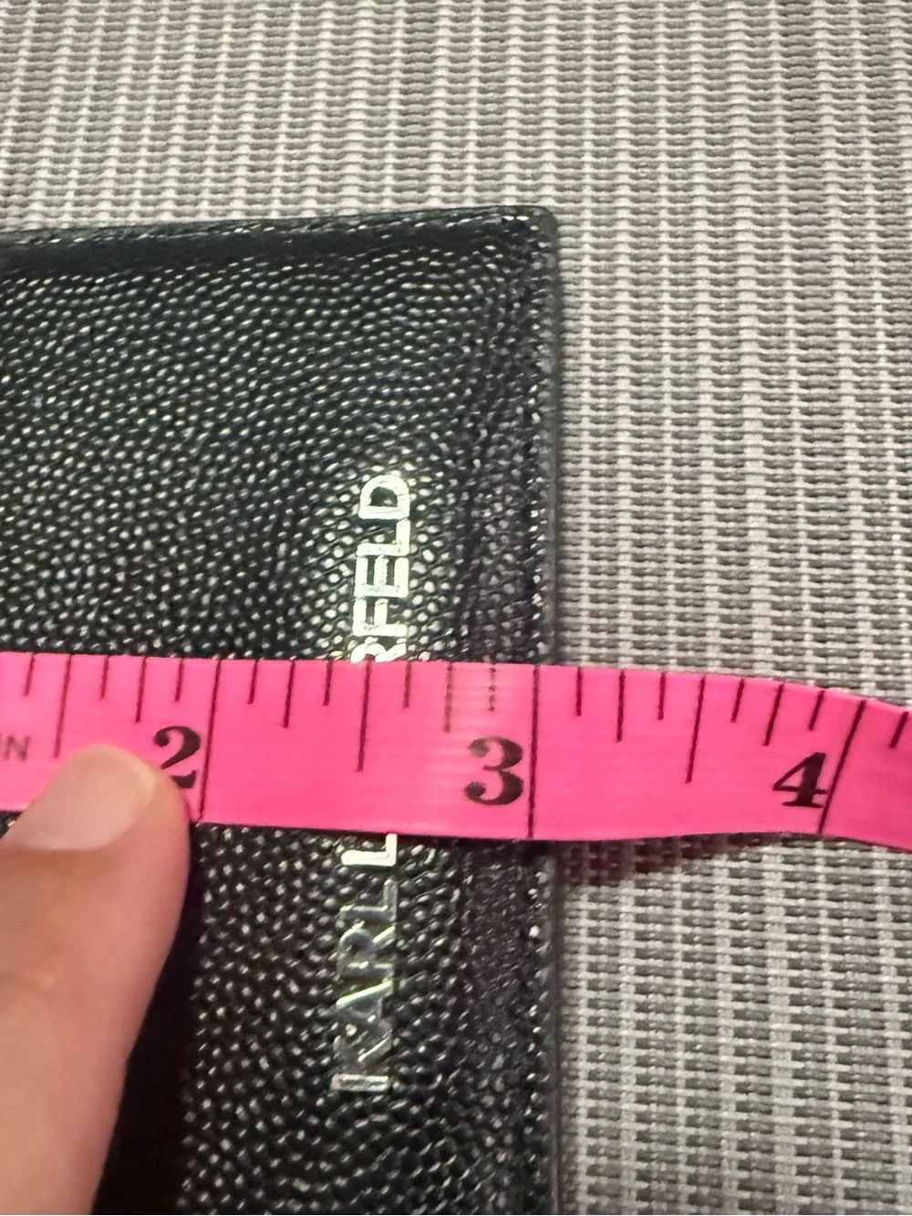 Karl Lagerfeld Black Pebbled Leather Cardholder with Silver KL Logo